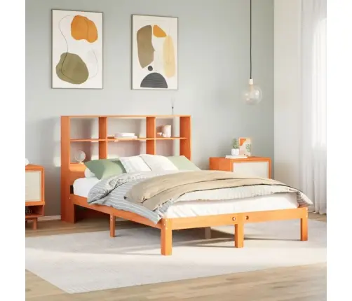 Gulta Ar Grāmatu Plauktu, Bez Matrača, 120X200 Cm, Priedes Koks Vidaxl