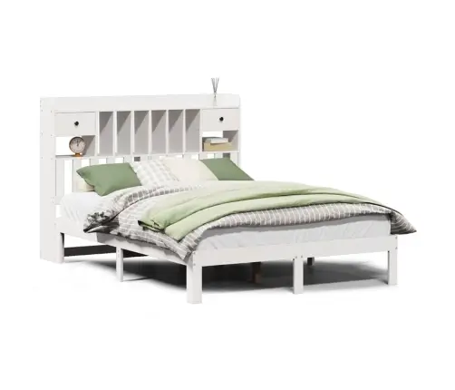 Gulta Ar Grāmatu Plauktu, Bez Matrača, 140X190 Cm, Priedes Koks Vidaxl