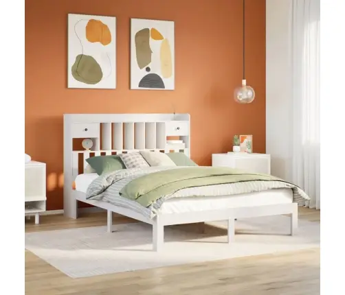 Gulta Ar Grāmatu Plauktu, Bez Matrača, 150X200 Cm, Priedes Koks Vidaxl