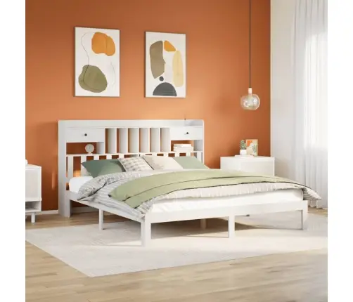 Riiuliga Voodiraam Ilma Madratsita, Valge, 180X200cm Männipuit