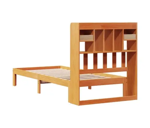 Gulta Ar Grāmatu Plauktu, Bez Matrača, 75X190 Cm, Priede Vidaxl