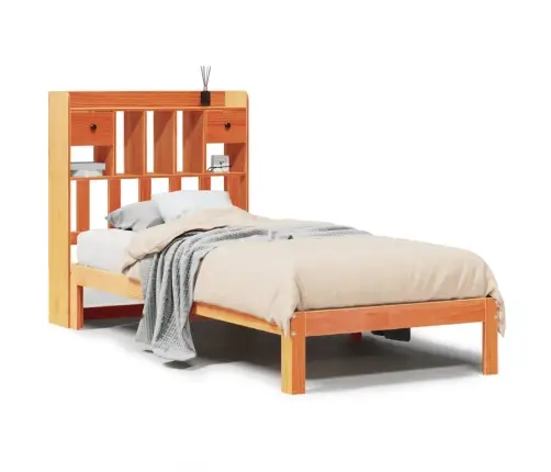 Riiuliga Voodi Ilma Madratsita, Vahapruun, 100X200cm Männipuit