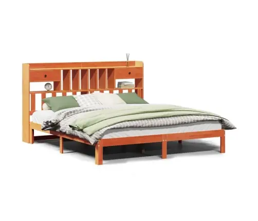 Gulta Ar Grāmatu Plauktu, Bez Matrača, 180X200 Cm, Priedes Koks Vidaxl