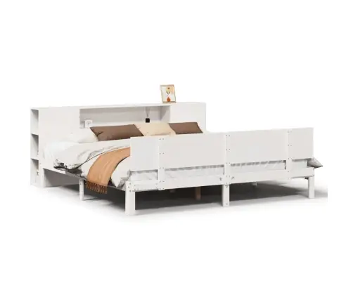 Lova Su Knygų Spinta Be Čiužinio, Balta, 180X200cm Pušis