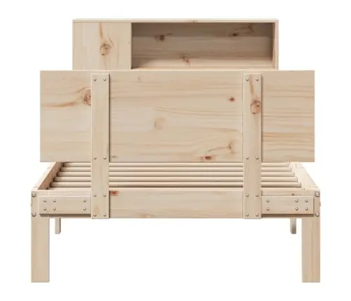 Gulta Ar Grāmatu Plauktu, Bez Matrača, 90X200 Cm, Priedes Koks Vidaxl