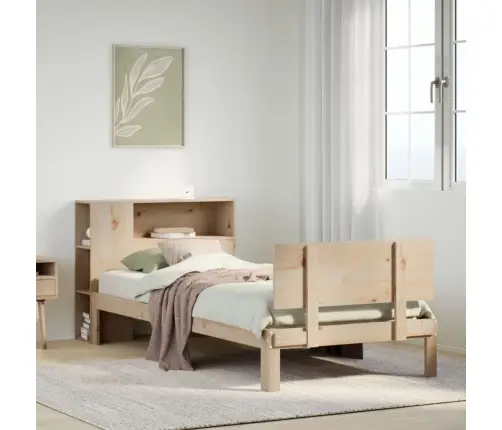 Gulta Ar Grāmatu Plauktu, Bez Matrača, 90X200 Cm, Priedes Koks Vidaxl