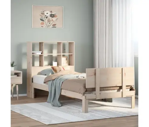 Riiuliga Voodi Ilma Madratsita, 90 X 190 cm Männipuit