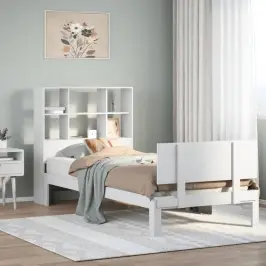 Gulta Ar Grāmatu Plauktu, Bez Matrača, 90X200 Cm, Priedes Koks Vidaxl