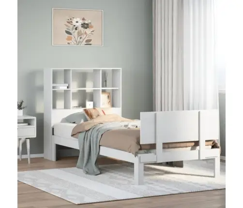 Gulta Ar Grāmatu Plauktu, Bez Matrača, 90X200 Cm, Priedes Koks Vidaxl