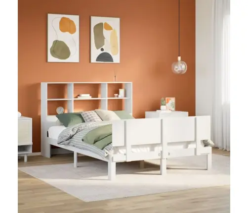 Gulta Ar Grāmatu Plauktu, Bez Matrača, 140X200 Cm, Priedes Koks Vidaxl