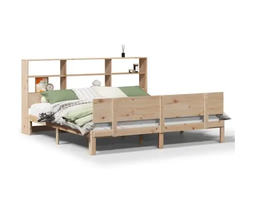 Lova Su Knygų Spinta Be Čiužinio, 180X200cm Pušies Masyvas