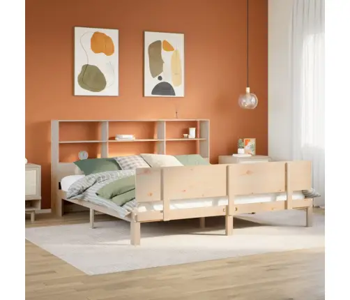 Lova Su Knygų Spinta Be Čiužinio, 180X200cm Pušies Masyvas