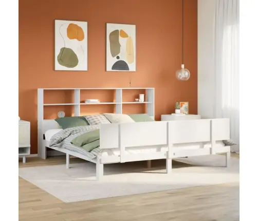 Riiuliga Voodiraam Ilma Madratsita, Valge, 180X200cm Männipuit