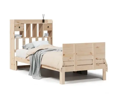 Gulta Ar Grāmatu Plauktu, Bez Matrača, 75X190 Cm, Priedes Koks Vidaxl