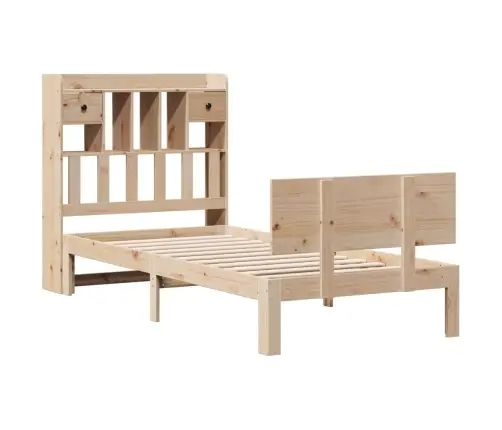 Gulta Ar Grāmatu Plauktu, Bez Matrača, 75X190 Cm, Priedes Koks Vidaxl