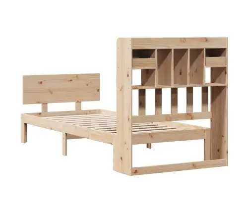 Gulta Ar Grāmatu Plauktu, Bez Matrača, 75X190 Cm, Priedes Koks Vidaxl