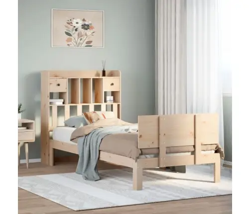 Gulta Ar Grāmatu Plauktu, Bez Matrača, 75X190 Cm, Priedes Koks Vidaxl