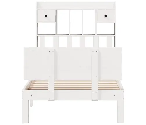 Riiuliga Voodiraam Ilma Madratsita, Valge, 75X190 cm Männipuit