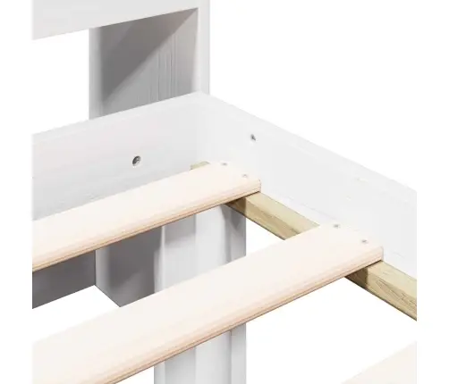 Riiuliga Voodiraam Ilma Madratsita, Valge, 75X190 cm Männipuit