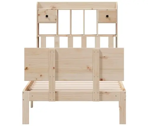 Gulta Ar Grāmatu Plauktu, Bez Matrača, 90X190 Cm, Priedes Koks Vidaxl