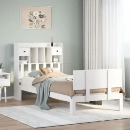 Gulta Ar Grāmatu Plauktu, Bez Matrača, 90X190 Cm, Priedes Koks Vidaxl