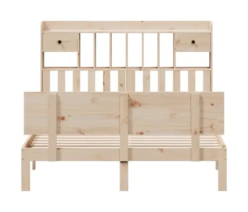 Gulta Ar Grāmatu Plauktu, Bez Matrača, 140X190 Cm, Priedes Koks Vidaxl