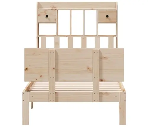 Gulta Ar Grāmatu Plauktu, Bez Matrača, 100X200 Cm, Priedes Koks Vidaxl