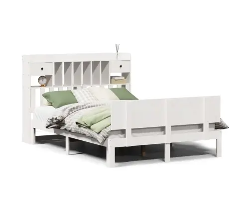 Gulta Ar Grāmatu Plauktu, Bez Matrača, 140X200 Cm, Priedes Koks Vidaxl