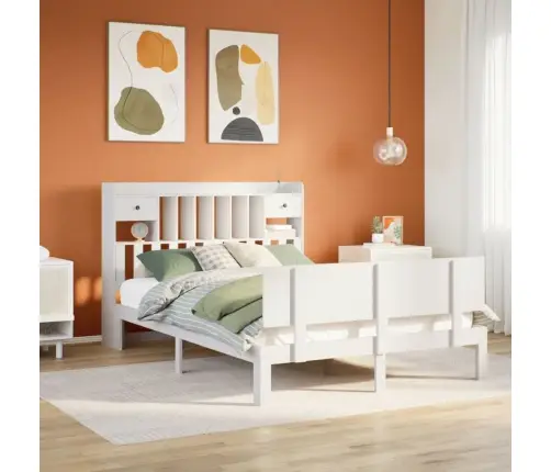 Lova Su Knygų Spinta Be Čiužinio, Balta, 150X200cm Pušis