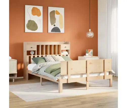 Lova Su Knygų Spinta Be Čiužinio, 160X200cm Pušies Masyvas