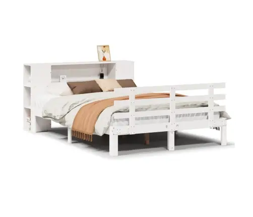 Gulta Ar Grāmatu Plauktu, Bez Matrača, 120X190 Cm, Priedes Koks Vidaxl