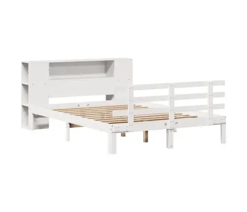 Gulta Ar Grāmatu Plauktu, Bez Matrača, 135X190 Cm, Priedes Koks Vidaxl