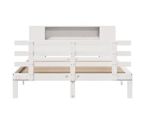 Gulta Ar Grāmatu Plauktu, Bez Matrača, 135X190 Cm, Priedes Koks Vidaxl