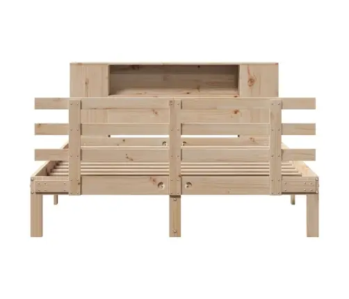 Gulta Ar Grāmatu Plauktu, Bez Matrača, 120X200 Cm, Priedes Koks Vidaxl