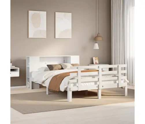 Lova Su Knygų Spinta Be Čiužinio, Balta, 120X200cm Pušis