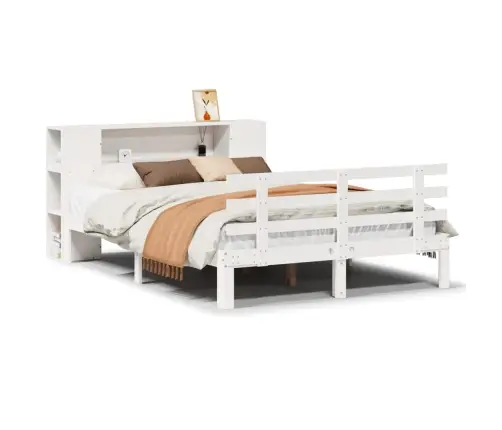 Lova Su Knygų Spinta Be Čiužinio, Balta, 140X200cm Pušis