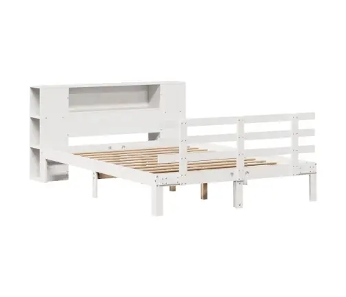 Lova Su Knygų Spinta Be Čiužinio, Balta, 140X200cm Pušis