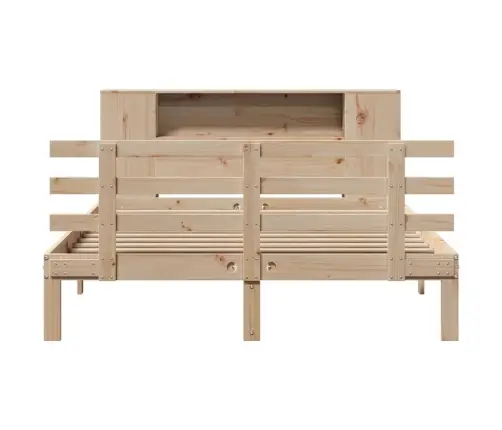 Gulta Ar Grāmatu Plauktu, Bez Matrača, 150X200 Cm, Priedes Koks Vidaxl