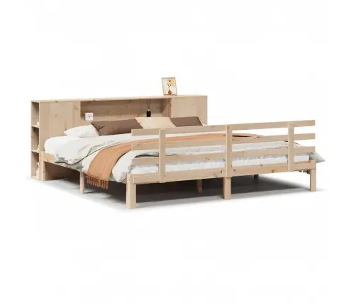 Gulta Ar Grāmatu Plauktu, Bez Matrača, 180X200 Cm, Priedes Koks Vidaxl