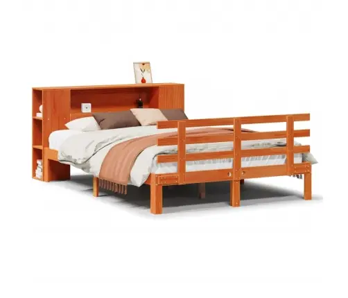 Lova Su Knygų Spinta Be Čiužinio, Ruda, 140X190cm Pušis