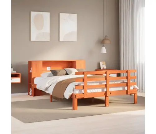 Lova Su Knygų Spinta Be Čiužinio, Ruda, 140X190cm Pušis