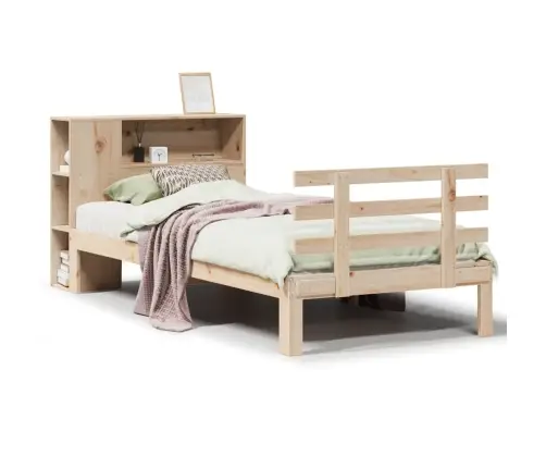 Gulta Ar Grāmatu Plauktu, Bez Matrača, 75X190 Cm, Priedes Koks Vidaxl