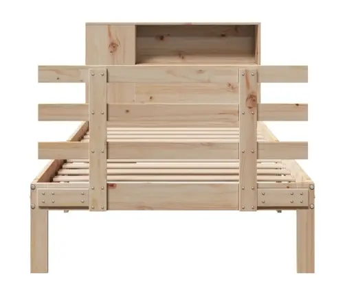 Gulta Ar Grāmatu Plauktu, Bez Matrača, 75X190 Cm, Priedes Koks Vidaxl