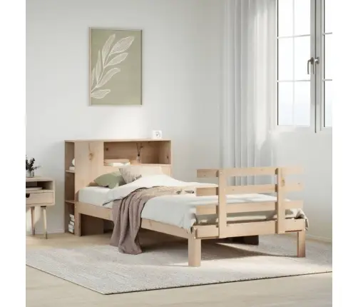 Gulta Ar Grāmatu Plauktu, Bez Matrača, 75X190 Cm, Priedes Koks Vidaxl