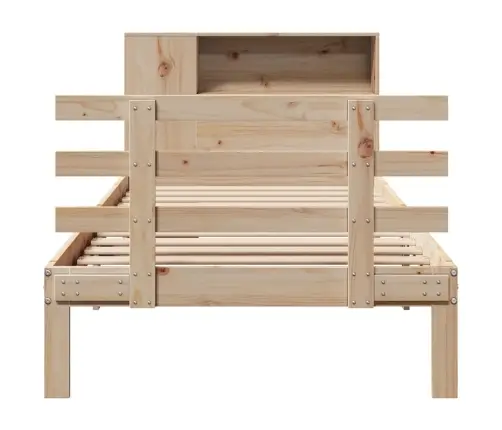 Gulta Ar Grāmatu Plauktu, Bez Matrača, 90X190 Cm, Priedes Koks Vidaxl