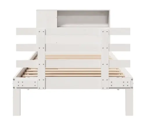 Riiuliga Voodiraam Ilma Madratsita, Valge, 90X190 cm Männipuit