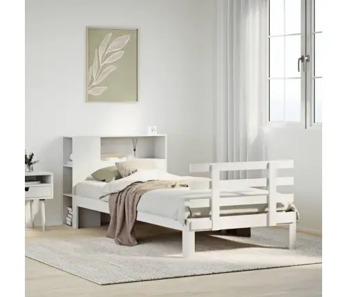 Riiuliga Voodiraam Ilma Madratsita, Valge, 90X190 cm Männipuit