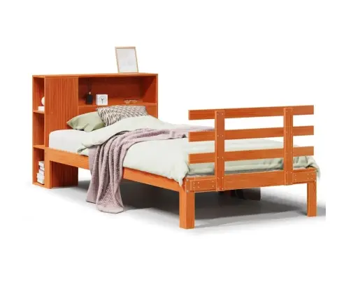 Gulta Ar Grāmatu Plauktu, Bez Matrača, 100X200 Cm, Priedes Koks Vidaxl