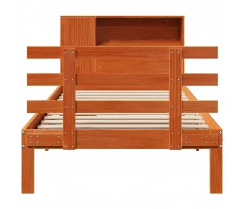 Gulta Ar Grāmatu Plauktu, Bez Matrača, 100X200 Cm, Priedes Koks Vidaxl