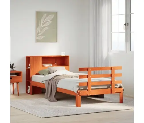 Gulta Ar Grāmatu Plauktu, Bez Matrača, 100X200 Cm, Priedes Koks Vidaxl